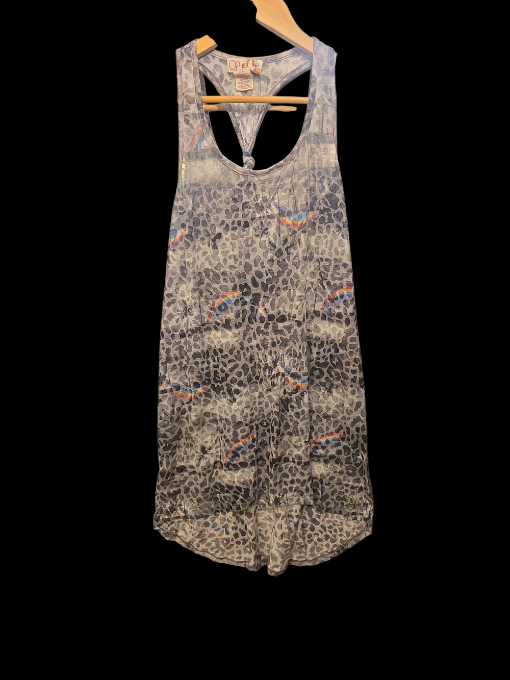 OP Mini Dress in Gray with Multicolor Rainbow Accents
